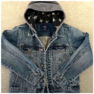 GapKids Denim Jacket with Skull Hoodie Sz  L
